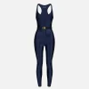 Tuta in lycra lucida con elastico logato