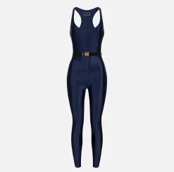 Tuta in lycra lucida con elastico logato