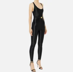 Tuta in lycra lucida con elastico logato