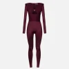 Tuta in lycra lucida con inserti plissé