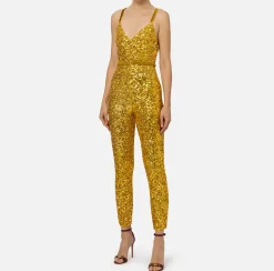 Tuta in paillettes con cintura