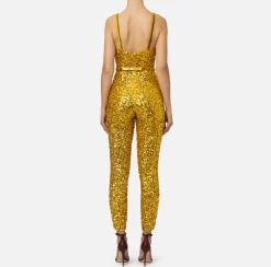 Tuta in paillettes con cintura